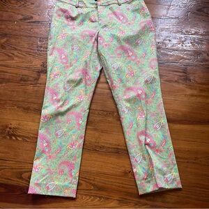 Lauren Ralph Lauren Paisley Print Pastel Straight Leg High‎ Rise Pants Sz 10